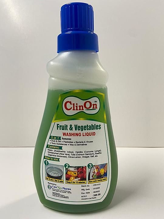 ClinOn Fruits and Vegetables liquid wash 500 ml MRP Rs. 399/- uploaded by business on 8/21/2020