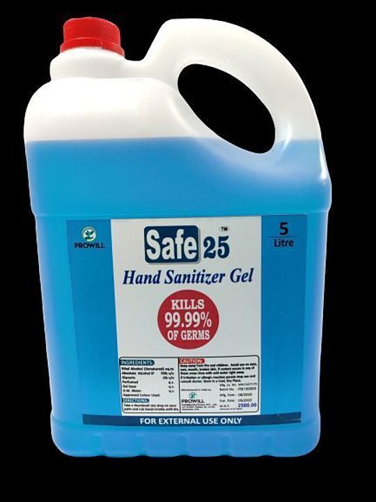Safe25 hand Santiser 5 liter
70% Alcohol
MRP Rs 2500/- uploaded by business on 8/21/2020