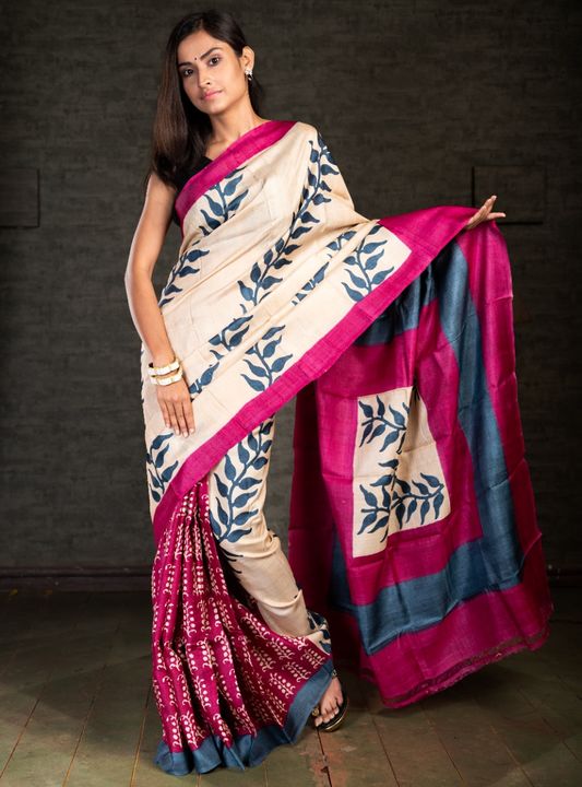 Beautiful Hand Print & Block Print On Bisnupuri 3ply Silk Saree  uploaded by Exclusive Collection  on 7/10/2021