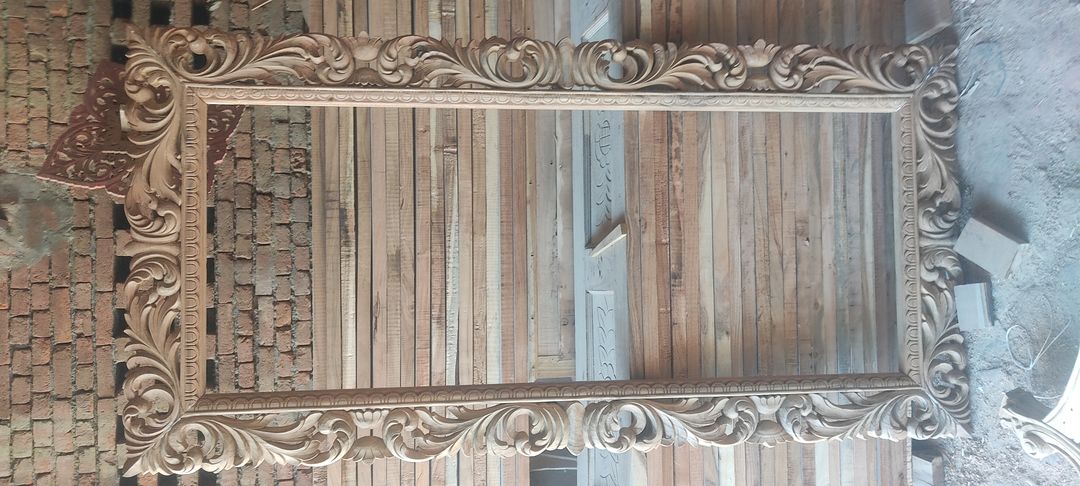 Teak wood mirror frame uploaded by Mi. Handicrafts on 7/10/2021