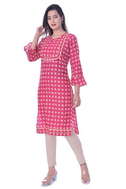 Cotton Kurti with gota work uploaded by business on 8/21/2020