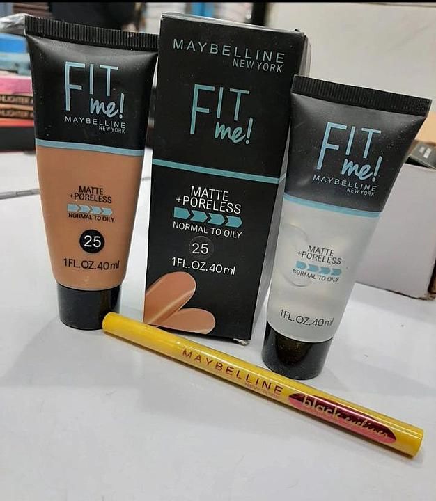 Maybelline foundation 
Maybelline primer 
Maybelline eyeliner black 
3in1 just rs only 350+$😍😍🎀 uploaded by Online mall on 5/28/2020