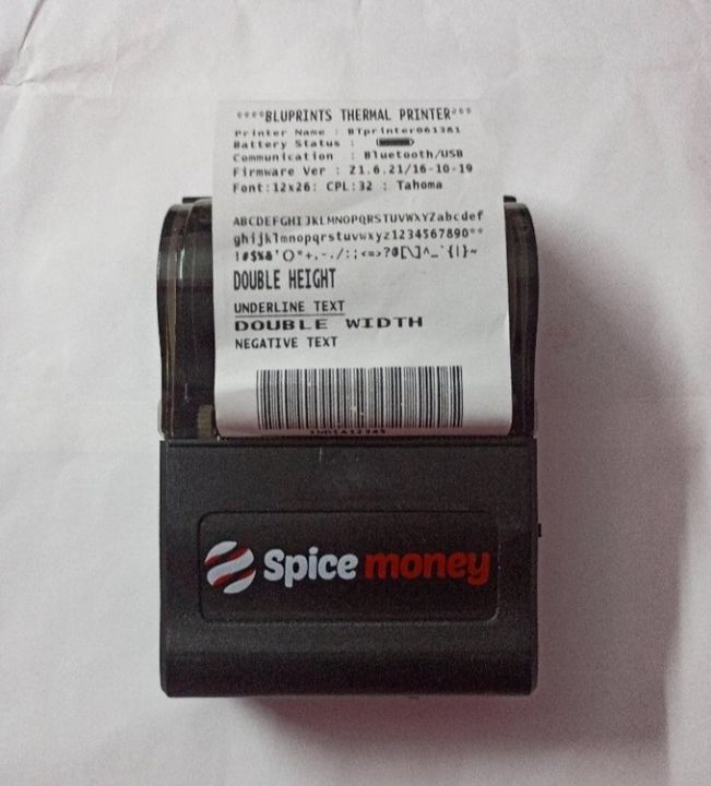 Bluetooth printer uploaded by Spice money on 7/11/2021