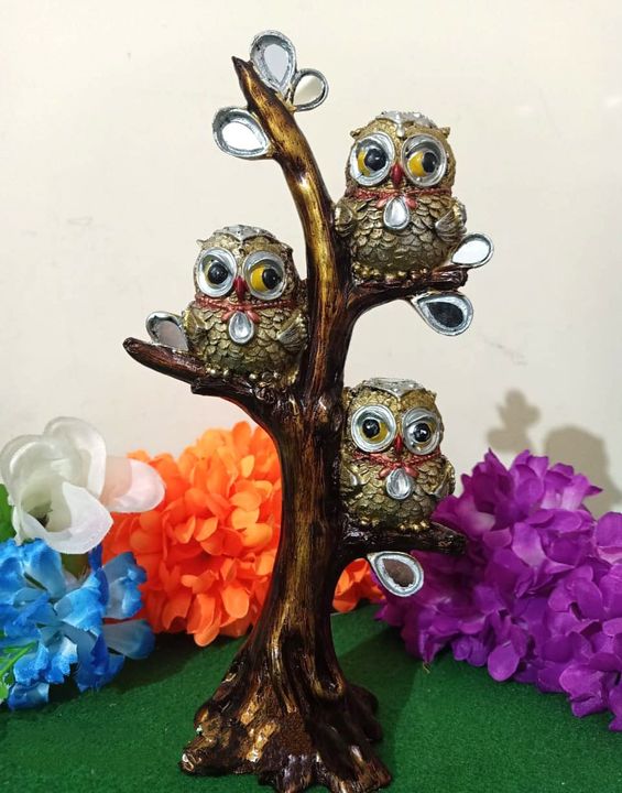 Deesha Planters and Decors Three Owls on Branch (15X8X28 cm) uploaded by business on 7/11/2021