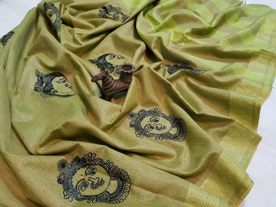 Bamboo silk saree with beautiful thread embroidery uploaded by business on 7/11/2021