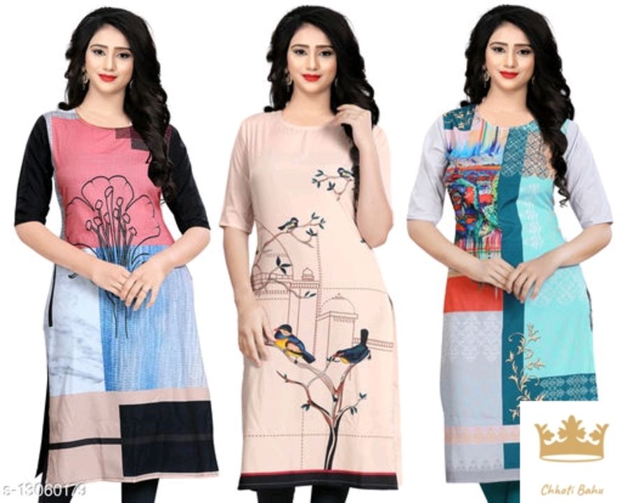 Post image Checkout this latest KurtisProduct Name: *Navlik Women's Crepe Straight Kurta (Pack of 3) Maha Price Drop Sale*Fabric: CrepeSleeve Length: Three-Quarter SleevesPattern: PrintedCombo of: Combo of 3Sizes:S (Bust Size: 36 in, Size Length: 44 in) M (Bust Size: 38 in, Size Length: 44 in) L (Bust Size: 40 in, Size Length: 44 in) XL (Bust Size: 42 in, Size Length: 44 in) XXL (Bust Size: 44 in, Size Length: 44 in) 
Country of Origin: IndiaEasy Returns Available In Case Of Any Issue*Proof of Safe Delivery! Click to know on Safety Standards of Delivery Partners- https://ltl.sh/y_nZrAV3
