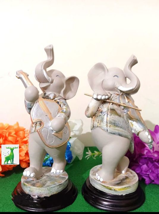Deesha Planters and Decors beautiful musical elephant showpiece statue (5x3.5x10 inch each) uploaded by business on 7/11/2021