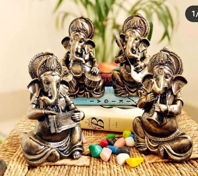 Deesha Planters and Decors Antique finish Lord musical ganesha set statue (8x4x16 cm each) uploaded by Deesha Planters and Decors on 7/11/2021