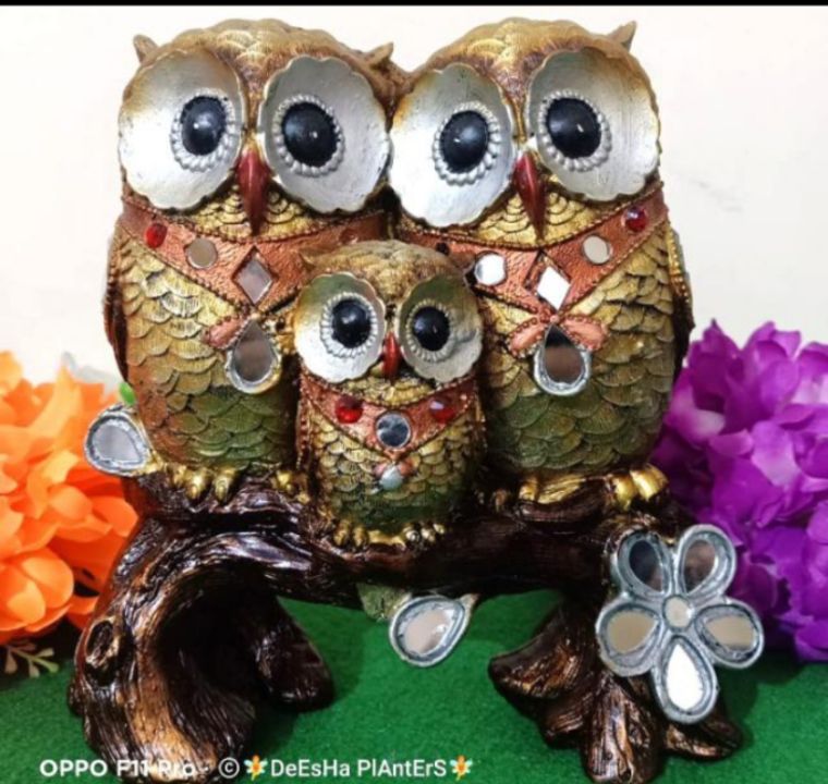 Deesha Planters and Decors beautiful lucky owls family statue showpiece (20x9x20 cm) uploaded by business on 7/11/2021
