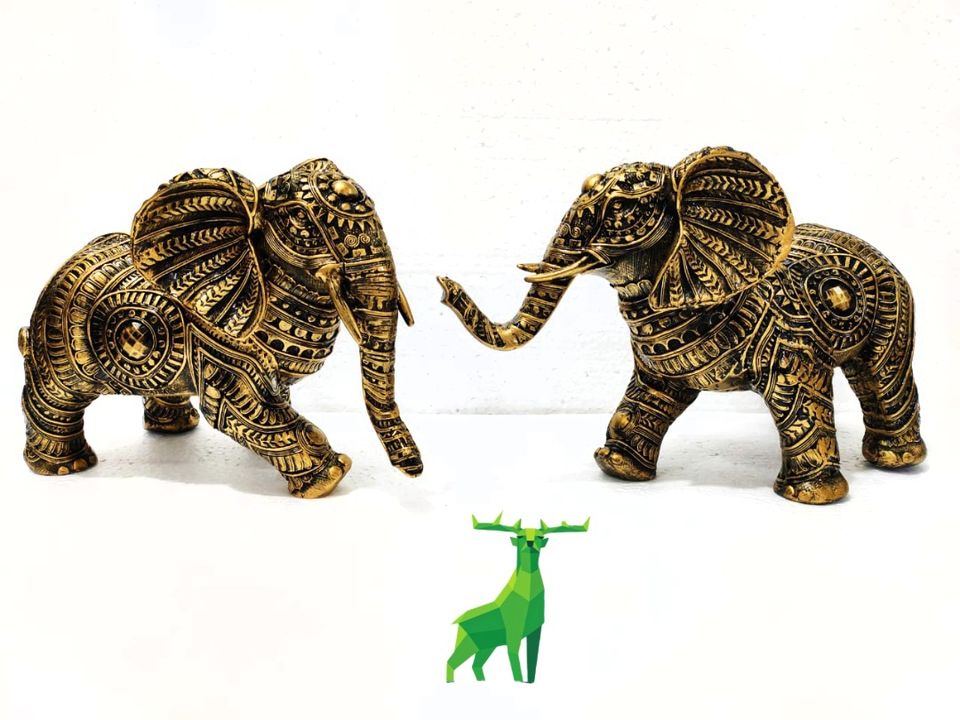 Deesha Planters and Decors Fengshui Rajwada elephant couples statue (28x14x20 cms) uploaded by business on 7/11/2021