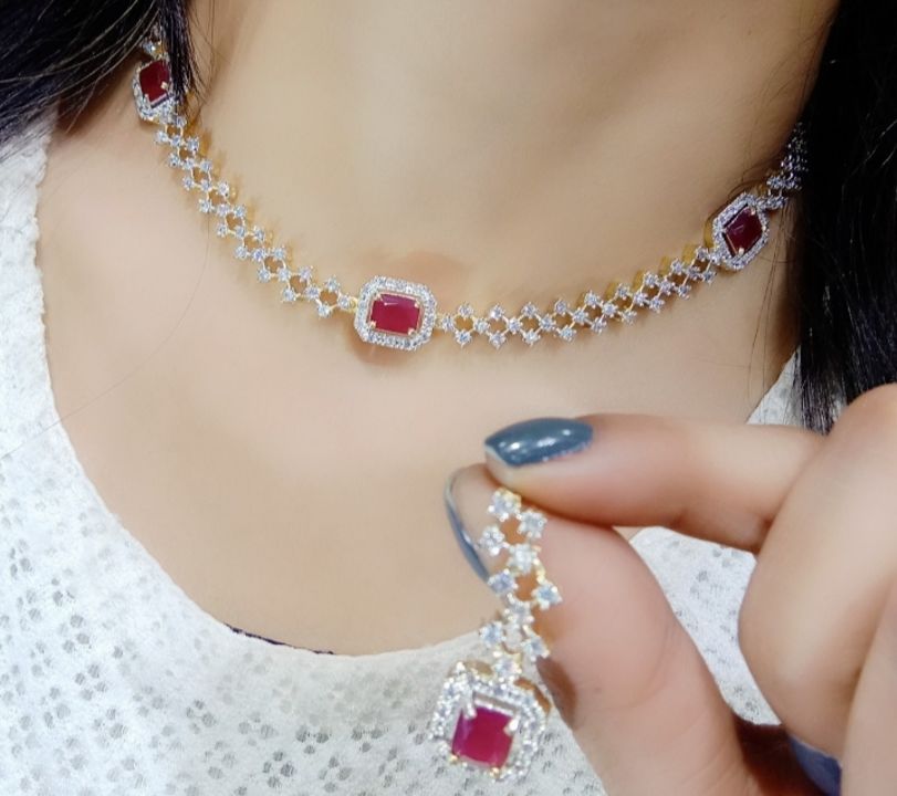 American diamond jewellery uploaded by sonia Trivedi on 7/11/2021
