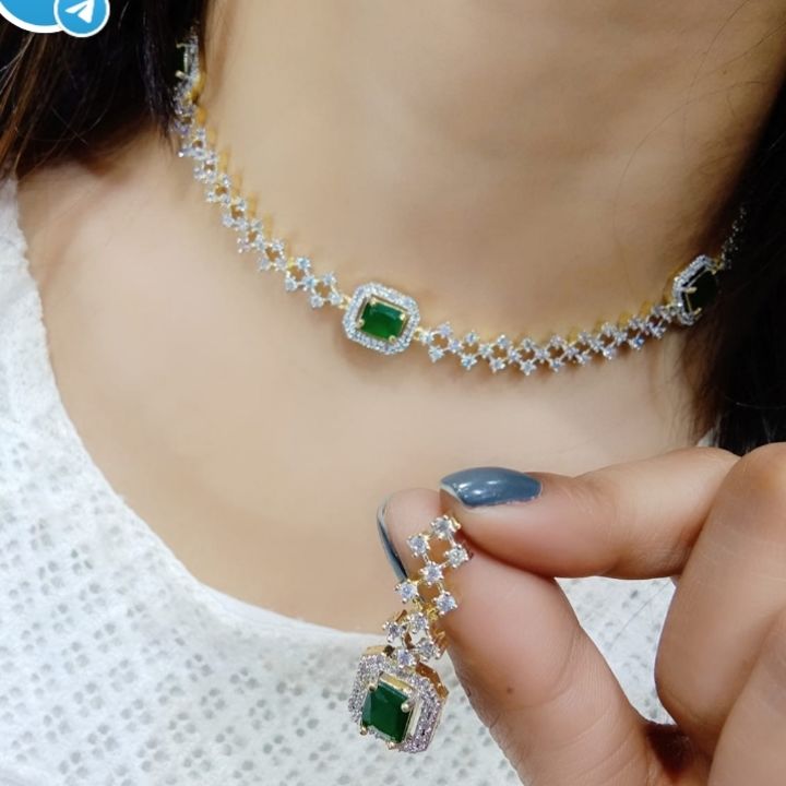 American diamond jewellery uploaded by sonia Trivedi on 7/11/2021