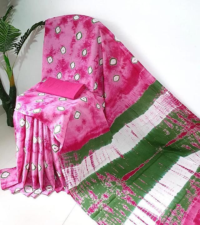 Post image Cotton mul sarre with blouse pis 
Ship extra 
Content on wapp 7742582588
