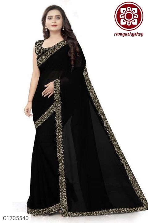 Georgette sequence saree uploaded by business on 7/11/2021