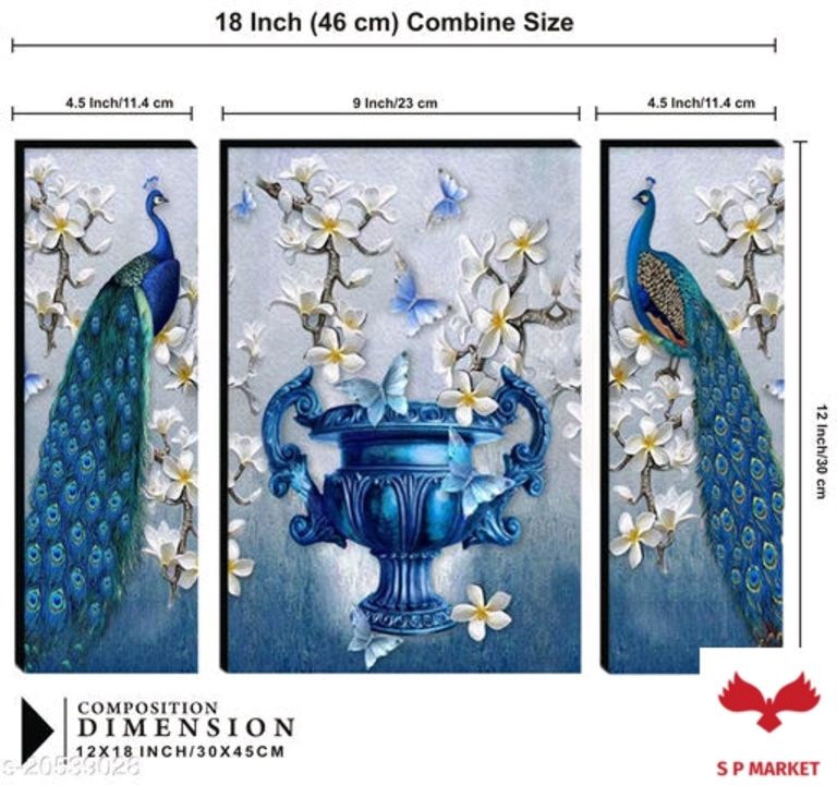 wallmax Set of 3 Decorative Peacock Modern Art uploaded by business on 7/12/2021