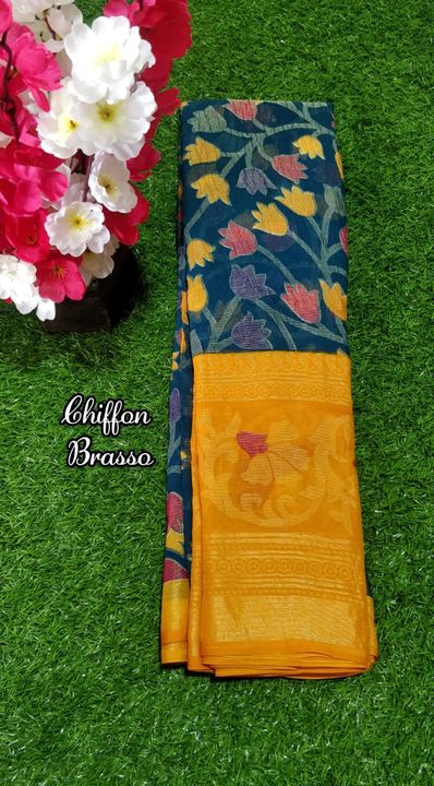 Chiffon brasso saree uploaded by Saree collection on 7/12/2021