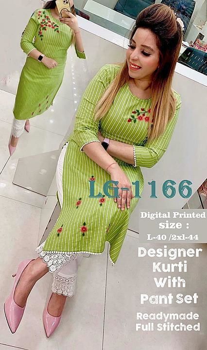 Post image NEW UNIQUE DESIGNER PRINT STYLE KURTI WITH CREAPE STITCHED FANCY PANT

RATE: 570

FABRIC DETAILS

# TOP : CREAPE WITH DIGITAL-PRINT  (FULLY STITCHED XL SIZE WITH 2” MARGIN)

#  PANT : CREAPE FULLY STITCHED WITH CROCHET LACE BORDER FREE SIZE

TYPE:- FULL STITCHED XL(42”)
SIZE: MAX UP TO 44(XXL)

✅Qaulity Product ✅
☑️Ready To ship☑️