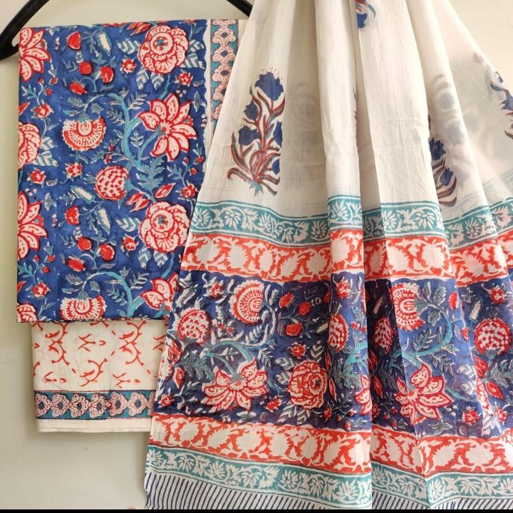 HANDBLOCK PRINTING UNSTITCHED SUITS uploaded by business on 7/13/2021