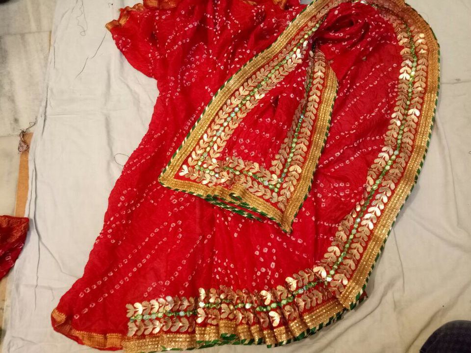 Silk Bandhej  saree😍😍  Fabric art silk  Work aari gota work Blouse runng 80 cm   uploaded by business on 7/13/2021