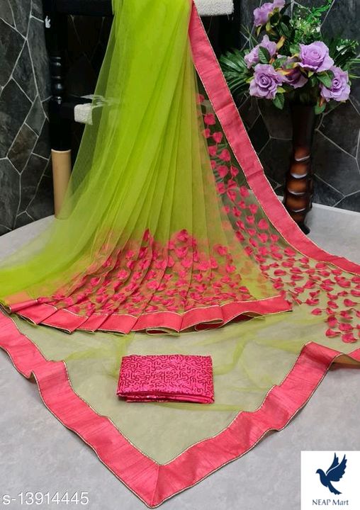 Checkout this latest Sarees
Product Name: *Aagam Pretty Sarees*
Saree Fabric: Net
Blouse: Saree with uploaded by business on 7/13/2021