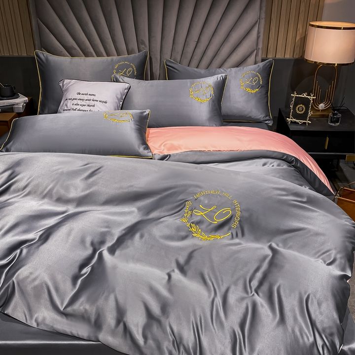 IMPORTED WASHED SILK WITH EMBROIDERY 5 PCS KING SIZE LUXURY COMFORTER BEDDING SET uploaded by LUXURY BEDDINGS on 7/14/2021
