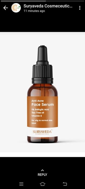 Anti Acne Face Serum with 1% Salicylic Acid  uploaded by Suryaveda Cosmeceuticals Pvt. Ltd. on 7/14/2021