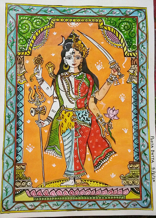 Ardhanarishwar :Handpainted : Madhubani Painting  uploaded by HandyArt on 8/22/2020