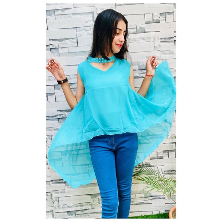 Post image Choker Neck Highlow Top♥️Size till 36 Bust
Fabric- GeorgetteQuality👍👌Front length- 20"Back length- 36"
Price- 570/-Free Shipping♥️3 Colours Available...