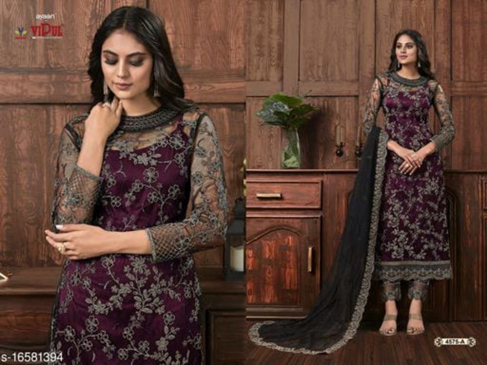 Post image Pakistani dress materialSemi stitched materialFabric: Net, satinPrice: 1850/-Free shippingCod AvailableEasy returns available m