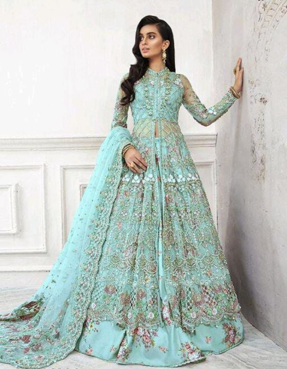 Post image Pakistani dress materialSemi stitchedNet fabric with santoonPrice: 1890/-Free shippingCod AvailableEasy returns available m