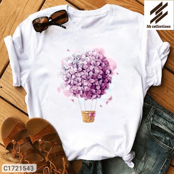 Women's Cotton Polyester Blend Graphic Print T-Shirt uploaded by business on 7/15/2021
