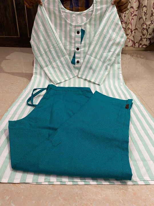 Post image *Daily wear on demand restock *

*Attractive colours*

*Pencil pant with both sides pockets**Kurti length 42**Trouser length 38**Size 38 to 44*
*Price 520+ shipping*