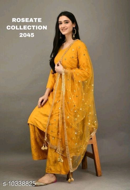 Catalog Name:*Women Rayon A-line Embroidered Long Kurti With Palazzos And Dupatta*
Kurta Fabric: Ray uploaded by business on 7/15/2021