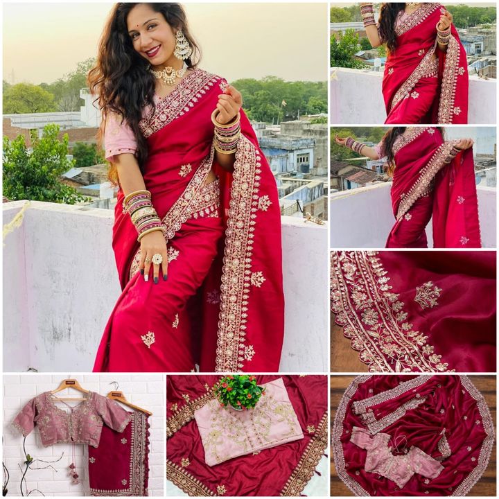 Heavy embroidery saree uploaded by business on 7/15/2021