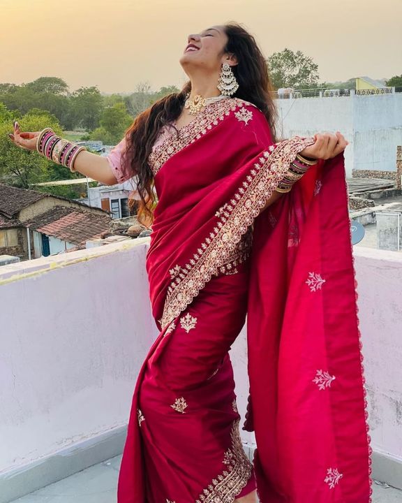 Heavy embroidery saree uploaded by business on 7/15/2021