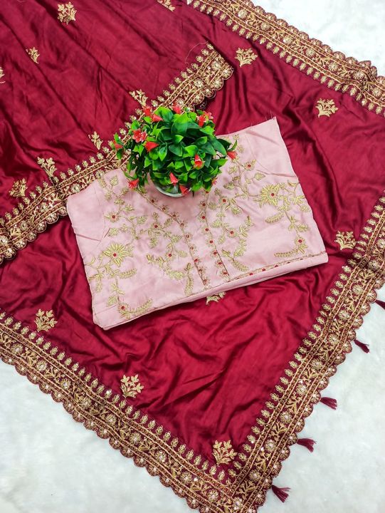 Heavy embroidery saree uploaded by Ashmita fashion hub on 7/15/2021