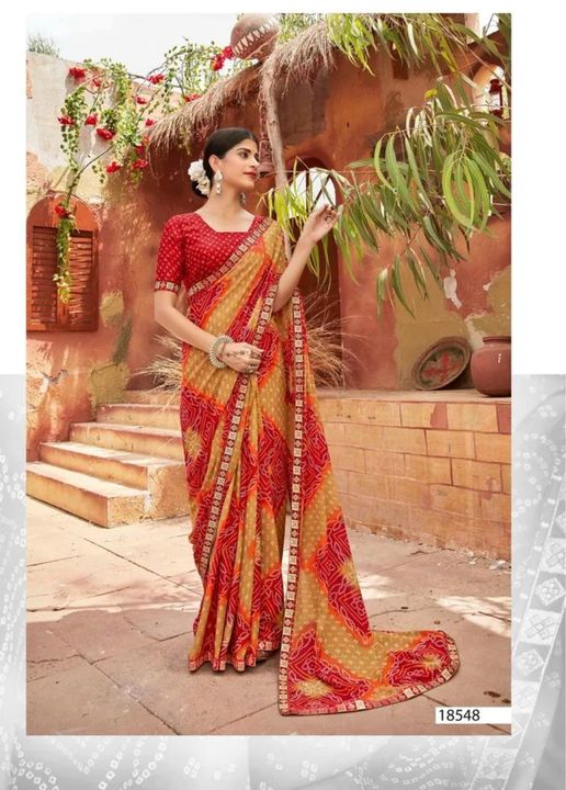 Post image only 399+ shipping chiffon saree with lace work