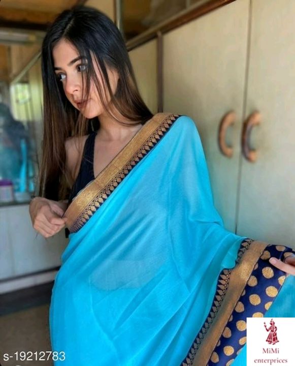 Trendy Moss Chiffon Women's Sarees || Free home delivery with COD uploaded by MiMi Enterprices on 7/16/2021