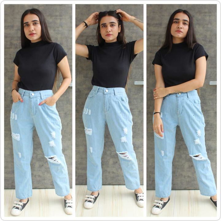 *NEW ARRIVAL*🔥🔥

Ripped high waist mom fit denim in stock
 uploaded by business on 7/16/2021