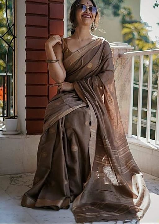 Slub linen saree...
With buta ambodri work...
6.5 meter length including blouse piece...
 uploaded by business on 8/22/2020