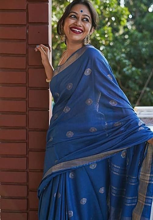 Slub linen saree with buta ambodri work... 6.5 meter length including blouse piece  uploaded by business on 8/22/2020
