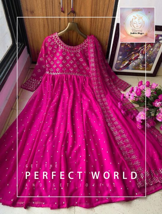 Post image *NEW COLOR ADDITION*
♥️ PRESENTING NEW DESIGNER  EMBROIDERED ANARKALI GOWN ♥️
♥️ GOOD QUALITY EMBROIDERED GEORGETTE    OUTFIT
# FABRIC DETAILS:-
👉 GOWN :*HEAVY GEORGETTE WITH FULLY EMBROIDERY*(FULLY STITCHED)  *WITH BOTH SIDE WORK FRONT &amp; BACK* 👉🏻 INNER : SILK👉🏻 *DUPATTA: HEAVY GEORGETTE WITH EMBROIDERY WORK &amp; LACE BORDER*
# SIZE DETAILS:
👉 Gown Fullystitched up to 44 Size 👉🏻 Gown Length is 54 inch 
*# RATE: 950+shipping*