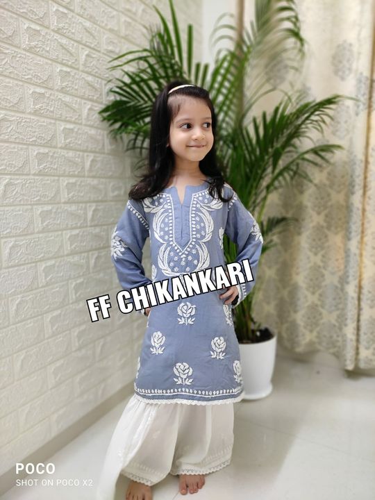 Kids chiknakari modaal kurti plazzo  uploaded by Fashion Plus on 7/17/2021