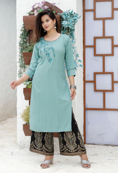 Kurti with printed plazzo uploaded by business on 7/18/2021
