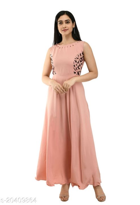 Women solid round nack gown uploaded by business on 7/18/2021