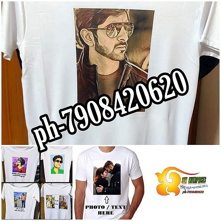 Customised Printed photo t shirt uploaded by Sun enterprises on 8/23/2020