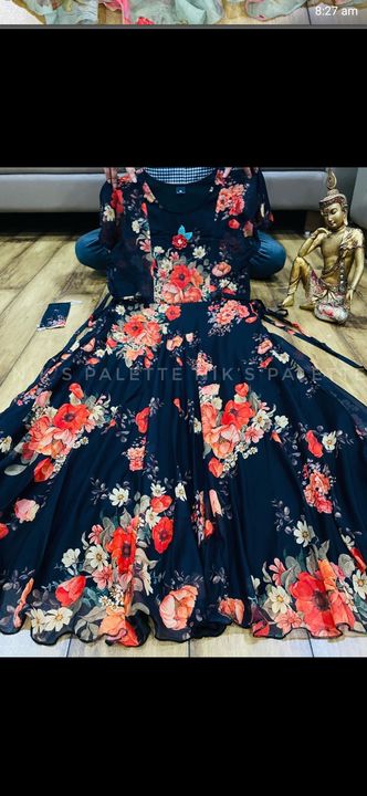 Maxi- Beautiful 3 colour with neck flower🌹 attached uploaded by Ujjwala Tilekar on 7/19/2021