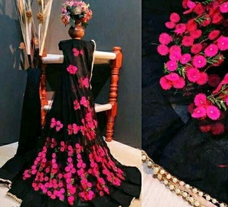 Trendy Black Embroidery Sarees uploaded by Fashionworld on 7/19/2021