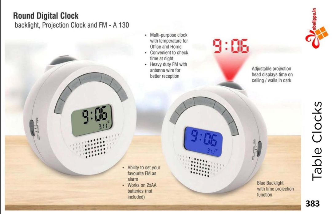 AINPP383 - Round Digital clock with backlight, projection clock and FM uploaded by business on 7/19/2021