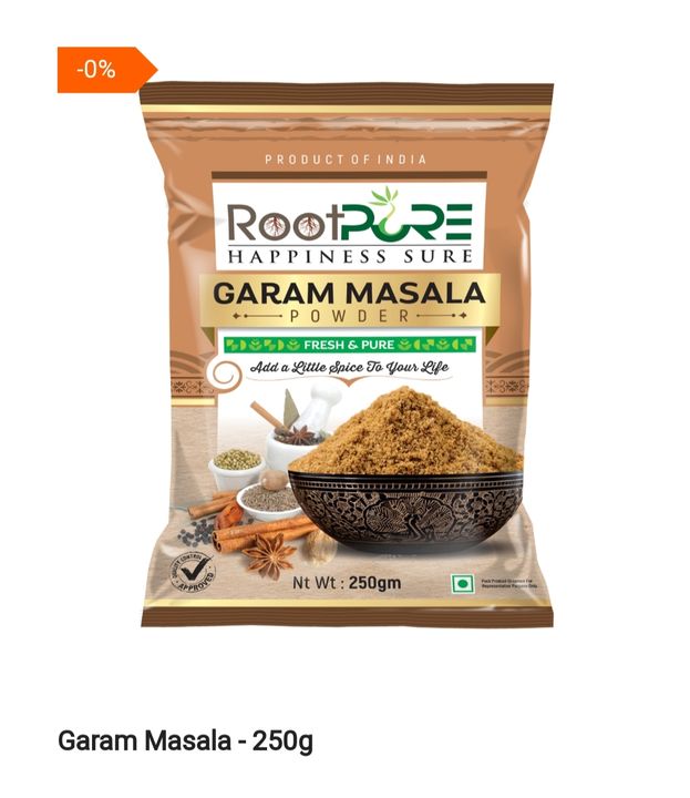 Garam masala powder(250gm) uploaded by ROOTPURE on 7/20/2021
